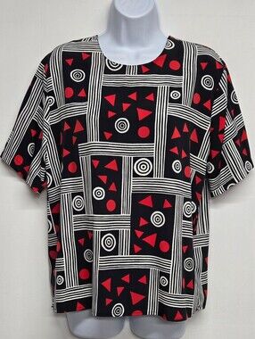 Modern Essentials S Top Flowy Polyester Geometric Print Short Sleeve